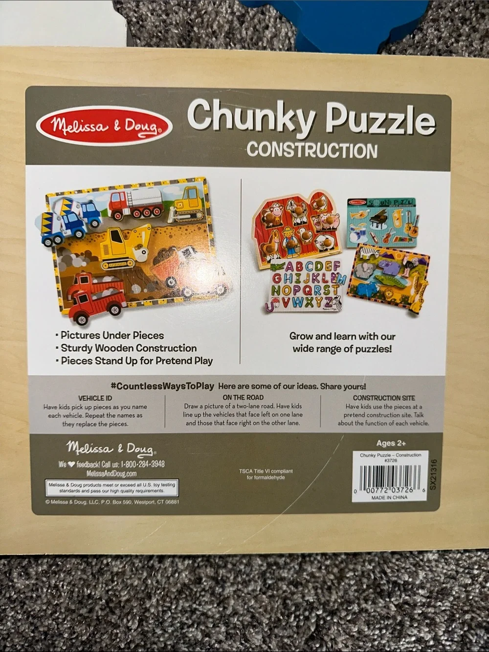 Melissa & Doug Construction Vehicle Puzzle - Yellow, Red, Blue, Orange, White